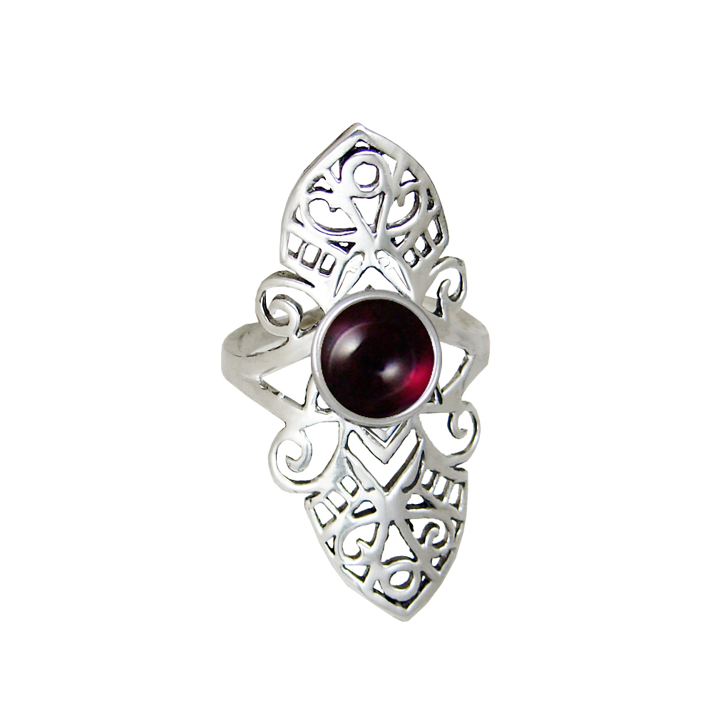 Sterling Silver Filigree Ring With Garnet Size 7